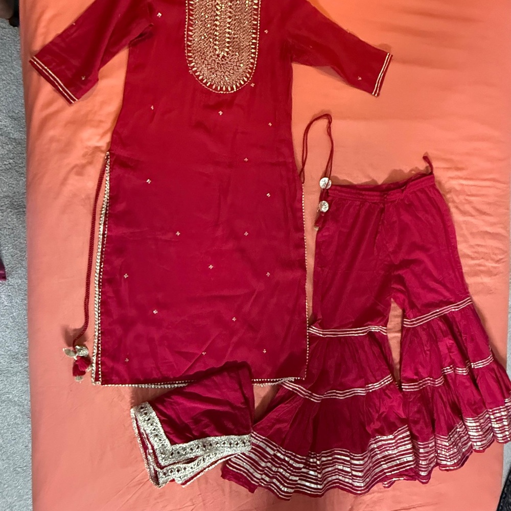 Elegant Red Embroidered Kurta Set